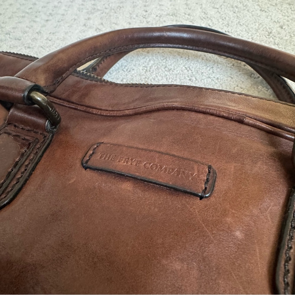 Frye Brown Leather Satchel Bag with Shoulder Strap - Picture 3 of 13